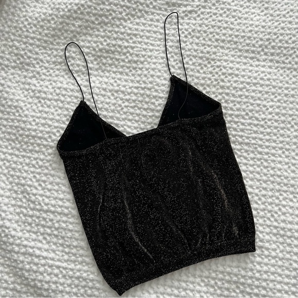 Free People Intimately Skinny Strap Brami Crop Top Black with Gold Sparkle XS/S - Picture 7 of 9